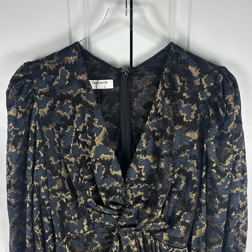 House of CB Black and Gold Puff Sleeve Mini Dress - Picture 5 of 10